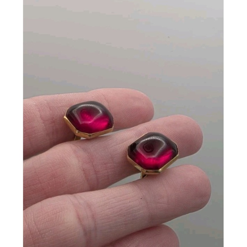 Blood Red Formal Vintage SWANK Cuff Links Tuxedo Prom Groom Shirt Studs Vintage